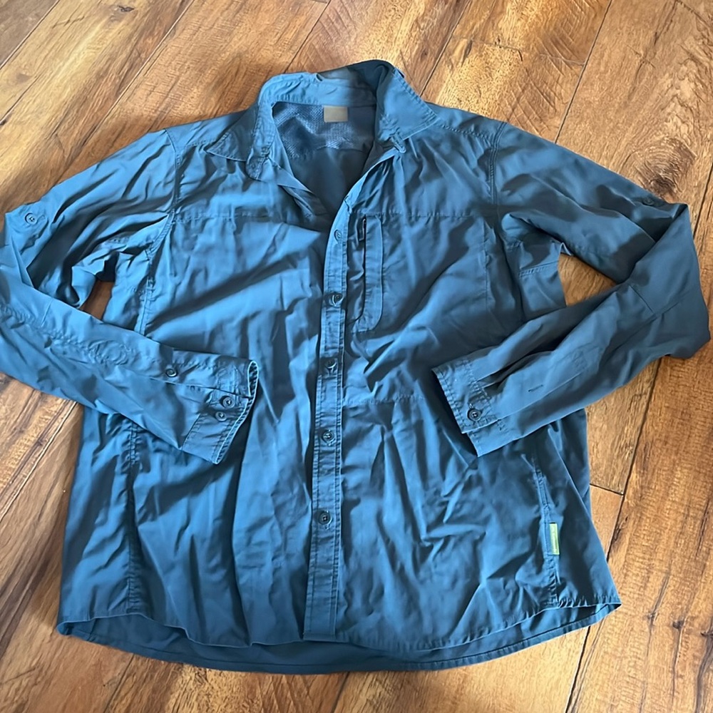 Kathmandu Large Grey Blue Long Sleeve Outdoor Shirt